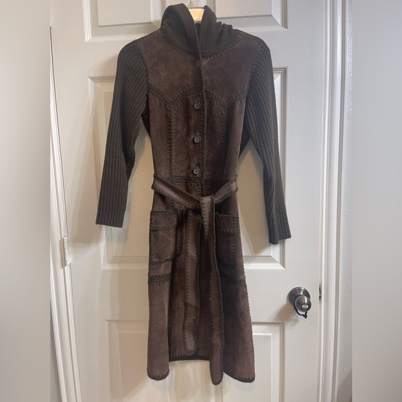 Vintage Long Belted Boho Cardigan Brown Wmn Size Small - Picture 2 of 7